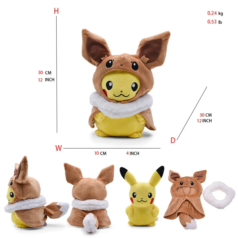 Pikachu & Eevee Cosplay Plush Collectible Toy (20–30CM) - Image 3